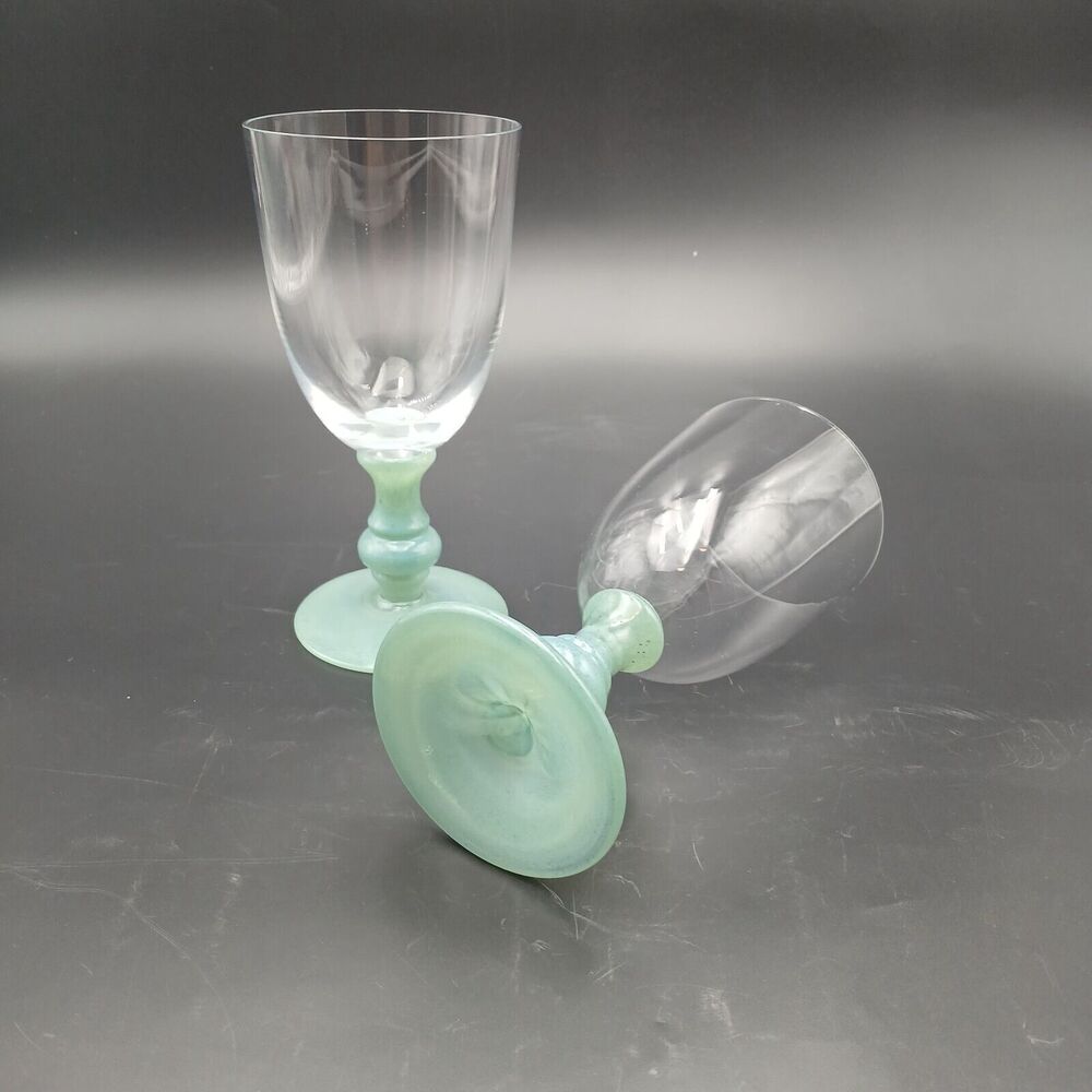 Villeroy & Boch ISABELLE Wine Goblets Set of 2 Green Claret 6.75" Retired